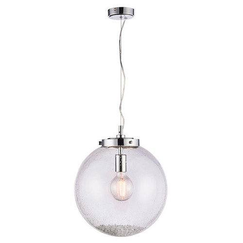 Endon Lighting Harbour Chrome with Clear Bubbled Glass Pendant Light