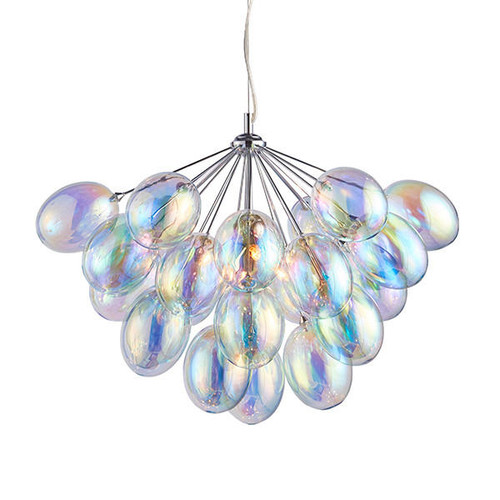 Endon Lighting Infinity 6 Light Chrome with Iridescent Glass Pendant Light