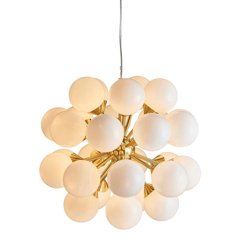 Endon Lighting Oscar 28 Light Brushed Brass with Opal Glass Pendant Light