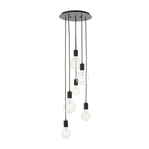 Endon Lighting Studio 6 Light Matt Black with Black Fabric Flex Pendant Light