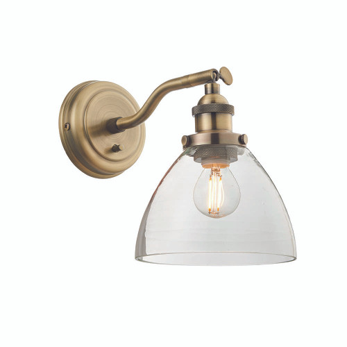Endon Lighting Hansen Antique Brass with Clear Glass Wall Light
