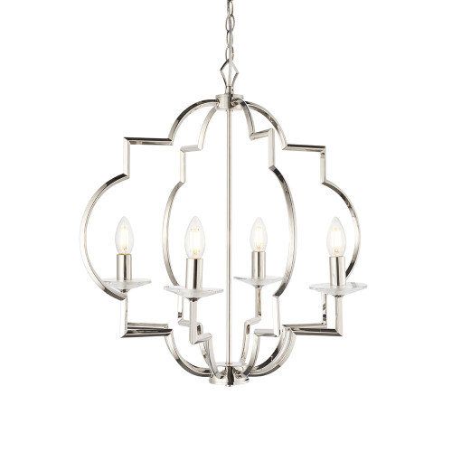 Endon Lighting Garland 4 Light Polished Nickel with Clear Crystal Glass Pendant Light