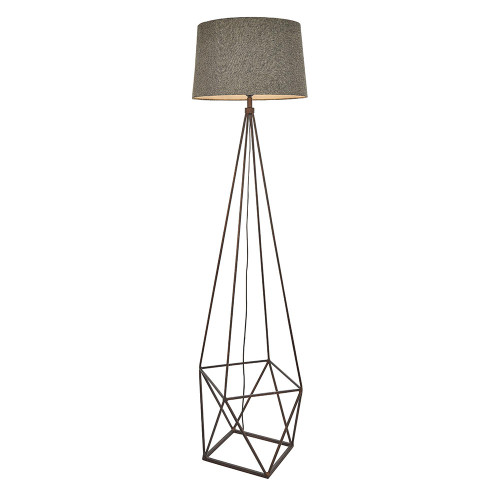 Endon Lighting Apollo Aged Copper Paint and Grey fabric Shade Floor Lamp