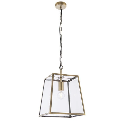 Endon Lighting Hurst Matt Antique Brass with Clear Glass Pendant Light