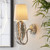 Endon Lighting Delphine Silver Leaf with Ivory Fabric Shade Wall Light