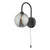 Dar Lighting Eissa Matt Black and Smoked Glass Wall Light