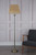 Dar Lighting Hatton Antique Brass with Grey Gold Silk Shade Floor Lamp