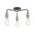 Dar Lighting Kiefer 3 Light Black and Antique Brass Flush Ceiling Light