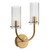 Maytoni Arco 2 Light Brass with Clear Ribbed Glass Right Hand Wall Light