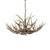Ideal-Lux Chalet SP8 8 Light Beige with Resin Horns and Wood Pendant Light 