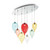Ideal-Lux Clown SP7 7 Light Chrome with Multi Color Balloon Cluster Pendant Light 