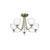 Oaks Lighting Hamburg 5 Light Antique Brass with Opal Glass Diffuser Semi Flush Ceiling Light 