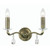 Oaks Lighting Cobra 2 Light Antique Brass with Crystal Wall Light 