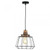 Oaks Lighting Rulo Black with Wire Frame and Wood Pendant Light 
