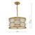 Epstein 3 Light Gold Leaf and Ivory Linen Shade Pendant Light