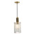 Dar Lighting Nikolas Brass with Cylinder Ribbed Glass Pendant Light 