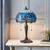 Interiors 1900 Dragonfly 2 Light Dark Bronze with Blue Small Tiffany Table Lamp 