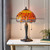 Interiors 1900 Dragonfly 2 Light Dark Bronze with Flame Small Tiffany Table Lamp 