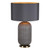 Dar Lighting Helicon Antique Brass and Grey Ribbed Glass With Shade Table Lamp 
