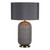 Dar Lighting Helicon Antique Brass and Grey Ribbed Glass With Shade Table Lamp 