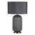 Dar Lighting Helicon Antique Brass and Grey Ribbed Glass With Shade Table Lamp 