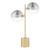 Dar Lighting Spiral 2 Light Matt Gold with Smoke and Clear Ribbed Glass Table Lamp 