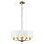 Highclere 6 Light Antique Brass with White Shaded Pendant Light