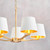 Harvey 5 Light Satin Gold with White Shades Pendant Light