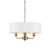 Highclere 3 Light Antique Brass with White Shaded Pendant Light