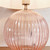 Jemma and Evie Satin Nickel with Dusky Pink Glass and Natural Shade Table Lamp