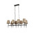 Searchlight Gothic 8 Light Hammered Black with Natural Shades Bar Pendant Light 