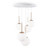 Basic Form 5 Light Gold with White Diffusers and White Ceiling Plate Cluster Pendant Light
