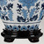 Flambeau Linyi Blue and White with Ivory Shade Table Lamp 