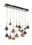 Aurelia 15 Light Black Chrome and Copper Glass Shades Bar Pendant