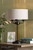 Laura Ashley Lighting Sorrento 3 Light Matt Black with Natural Shade Table Lamp 