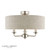 Laura Ashley Lighting Sorrento 3 Light Satin Nickel and Natural Shaded Semi-Flush Ceiling Light 