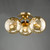 Dar Lighting Urika 3 Light Antique Brass with Amber Glass Flush Ceiling Light 