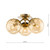 Dar Lighting Urika 3 Light Antique Brass with Amber Glass Flush Ceiling Light 