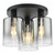 Dar Lighting Savannah 3 Light Matt Black with Smoked Glass Flush Ceiling Light 