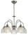 Tack 5 Light Antique Chrome and Textured Glass Pendant Light