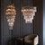 Marietta 16 Light Antique Brass and Clear Glass Rods Chandelier Pendant Light