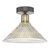 Dar Lighting Boyd 1 Light Antique Brass with Prismatic Glass Shade Flush Ceiling Light