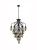 Franklite Taper 22 Light Matt Black with Smoked Cut Glass Pendant Light 