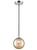 Franklite Globe Polished Nickel with Amber Ribbed Diffuser  Pendant Light 