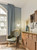 Franklite Avenue Matt Brass on White Marble with Clear Shade Floor Lamp 