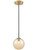 Franklite Globe Aged Brass with Amber Diffuser  Pendant Light 