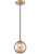 Franklite Globe Aged Brass with Amber Ribbed Diffuser Pendant Light 