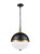 Franklite Hemisphere 3 Light Matt Black and Gold with Opal Diffuser Pendant Light 