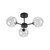 Oaks Lighting Ashurst 3 Light Black with Clear Sphere Semi Flush Light 