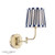 Denwick Matt Antique Brass and Satin Blue with White and Blue Stripe Shade Wall Light